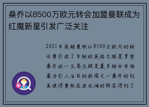 桑乔以8500万欧元转会加盟曼联成为红魔新星引发广泛关注
